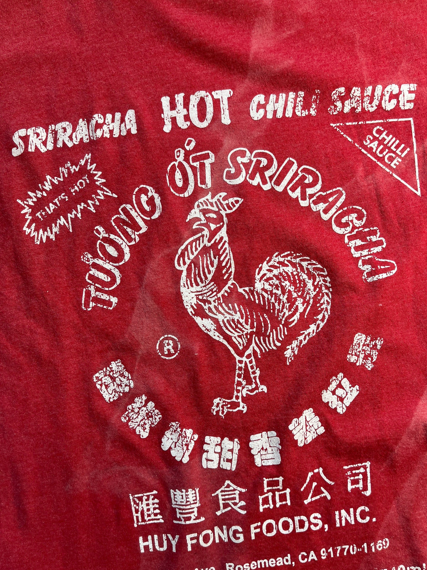 Vintage Sriracha T-Shirt Hot Sauce Light Bleaching