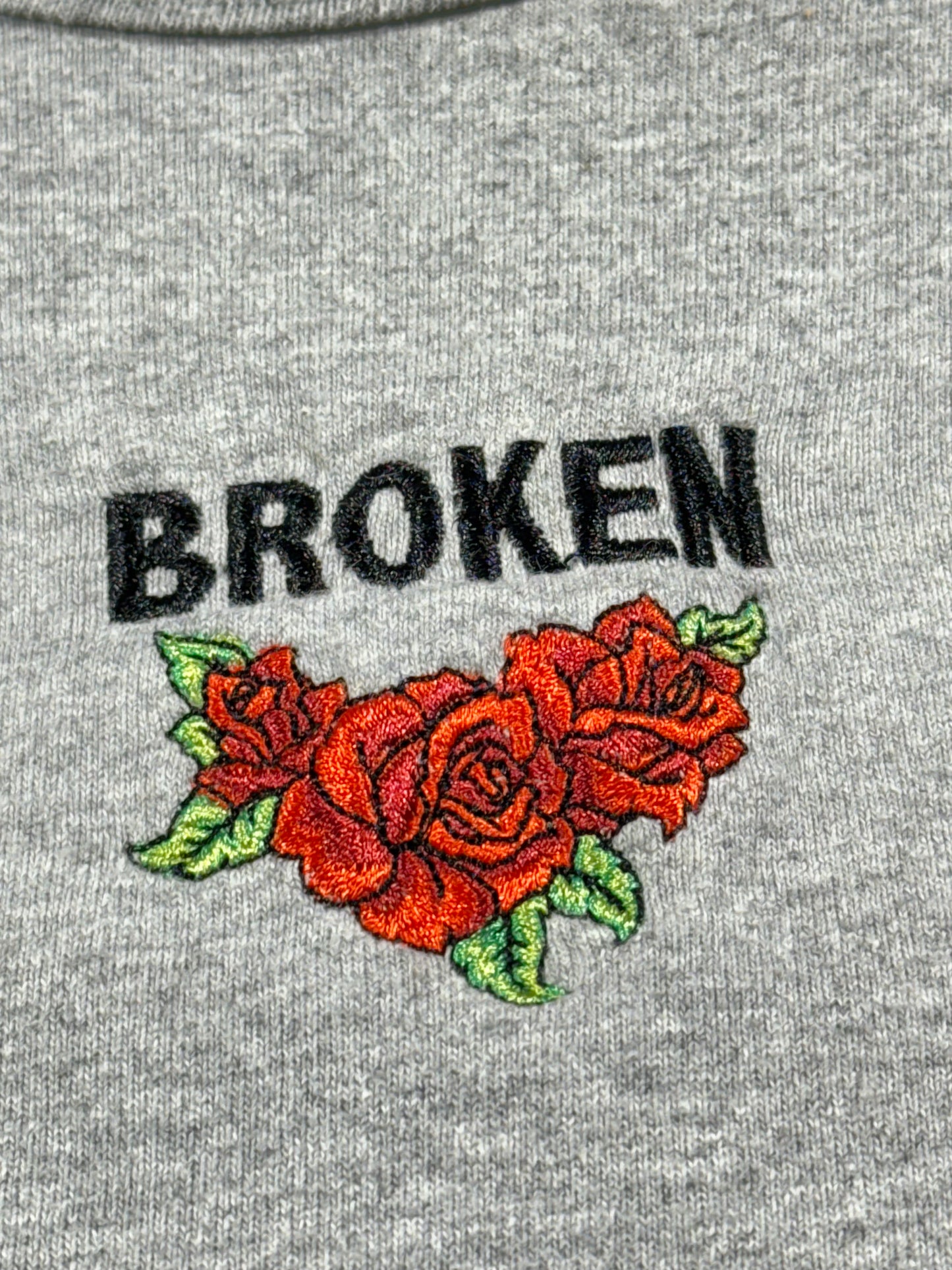 Vintage Broken T-Shirt Roses Embroidered Champion Home-Made