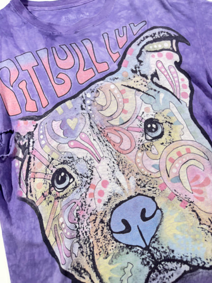 Vintage Pitbull T-Shirt Luv Animal Distressed