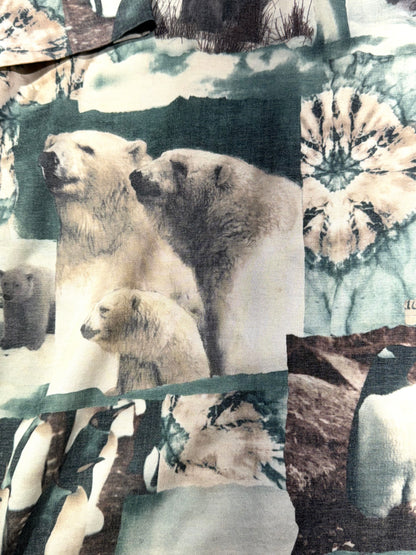 Vintage Arctic Wildlife Polo Shirt Polar Bears Penguins Animal