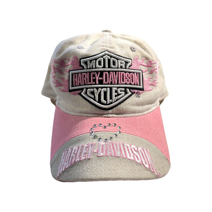 Vintage Harley Davidson Hat Pink Flames EPIC