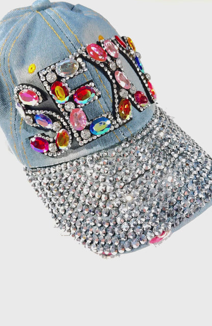 Vintage SEXY Hat Rhinestone Cap Amazing Bedazzled