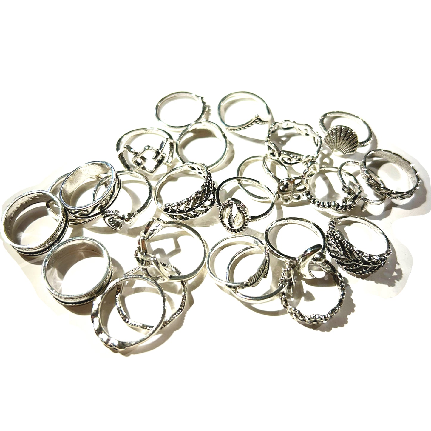 Gold and Silver Statement Rings 5 Per Set Mix and Match