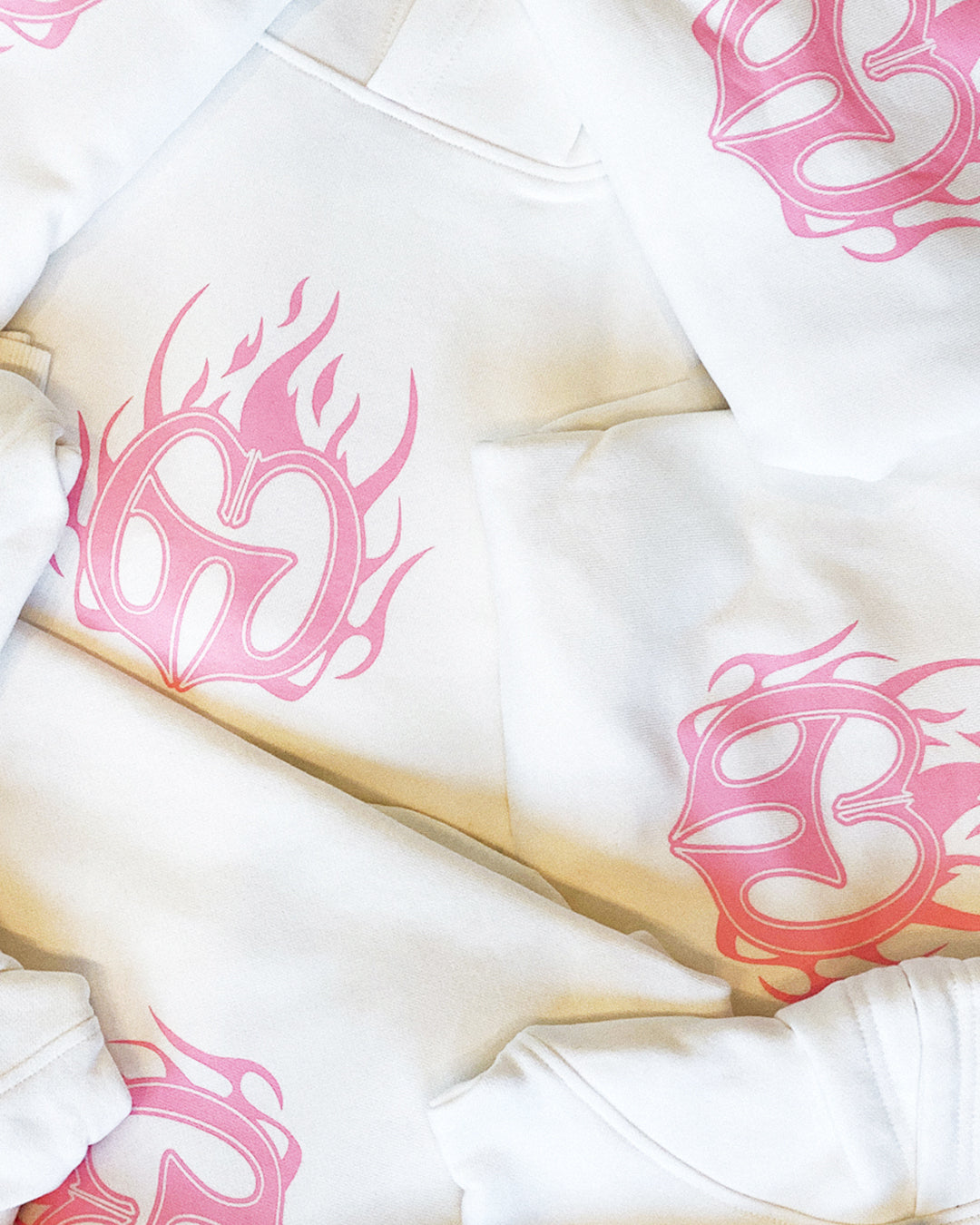 White & Pink Flames Hoodie