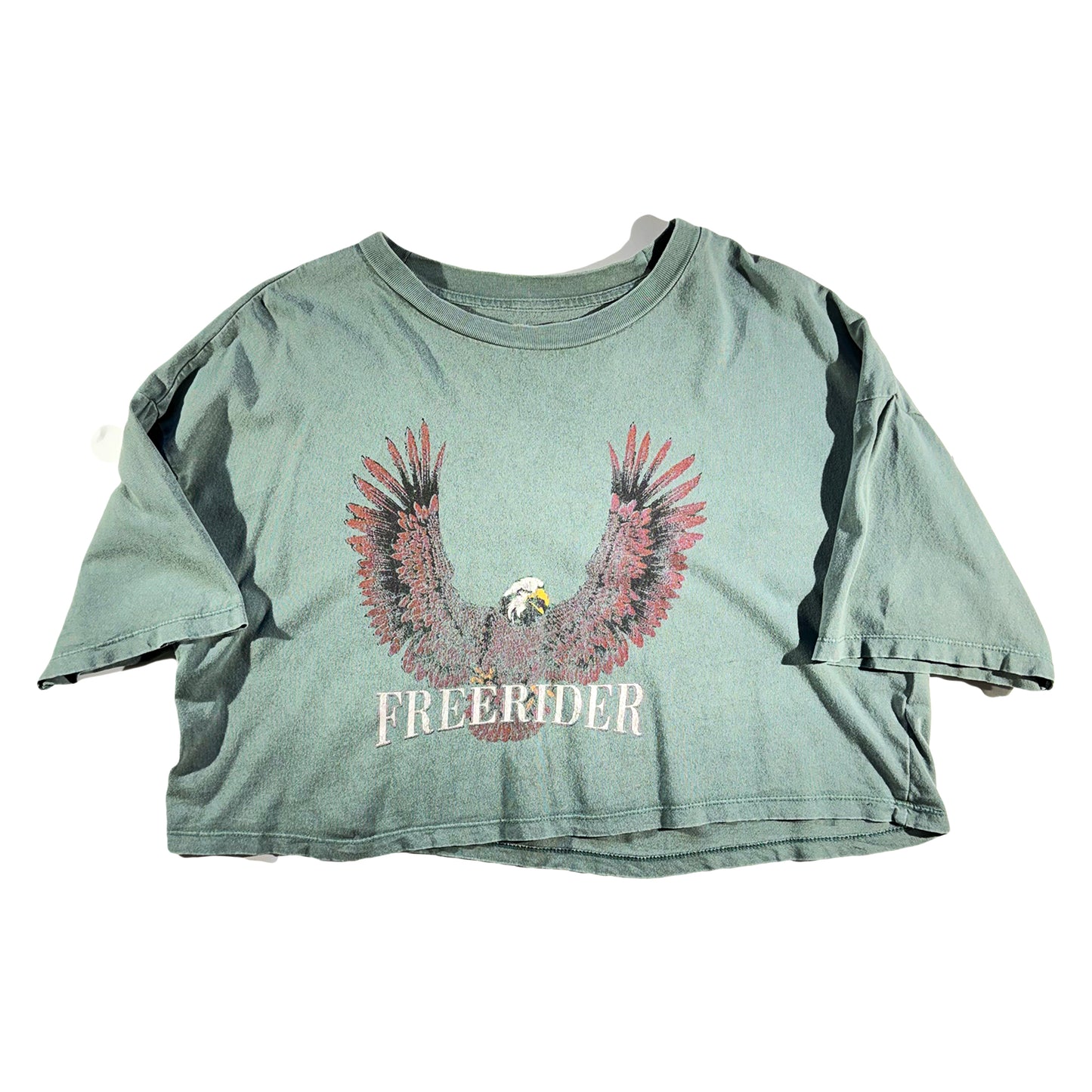 Vintage Cropped Free Rider T-Shirt Biker Tee