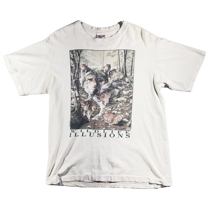 Vintage Wolf T-Shirt 1993 Wildlife Illusions Tee TRIPPY Single Stitch Animal