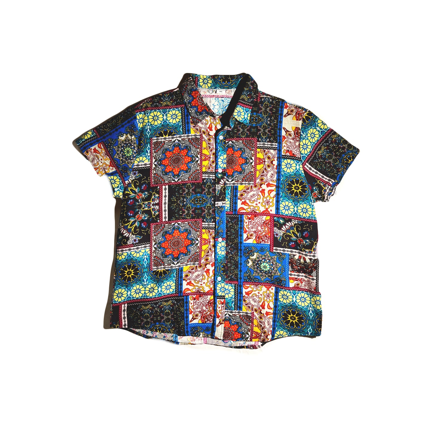 Vintage Button Up Shirt Paisley Abstract Art Hawaiian