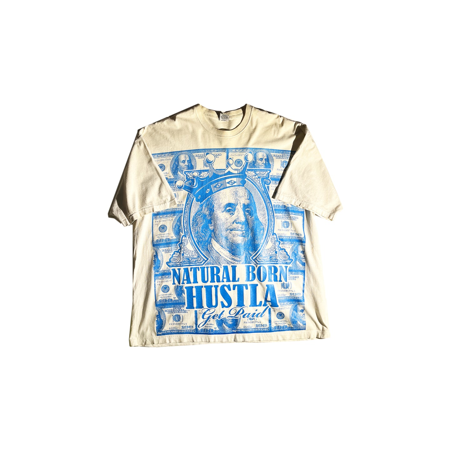 Vintage Natural Born Hustla T-Shirt Get Paid Ben Franklin