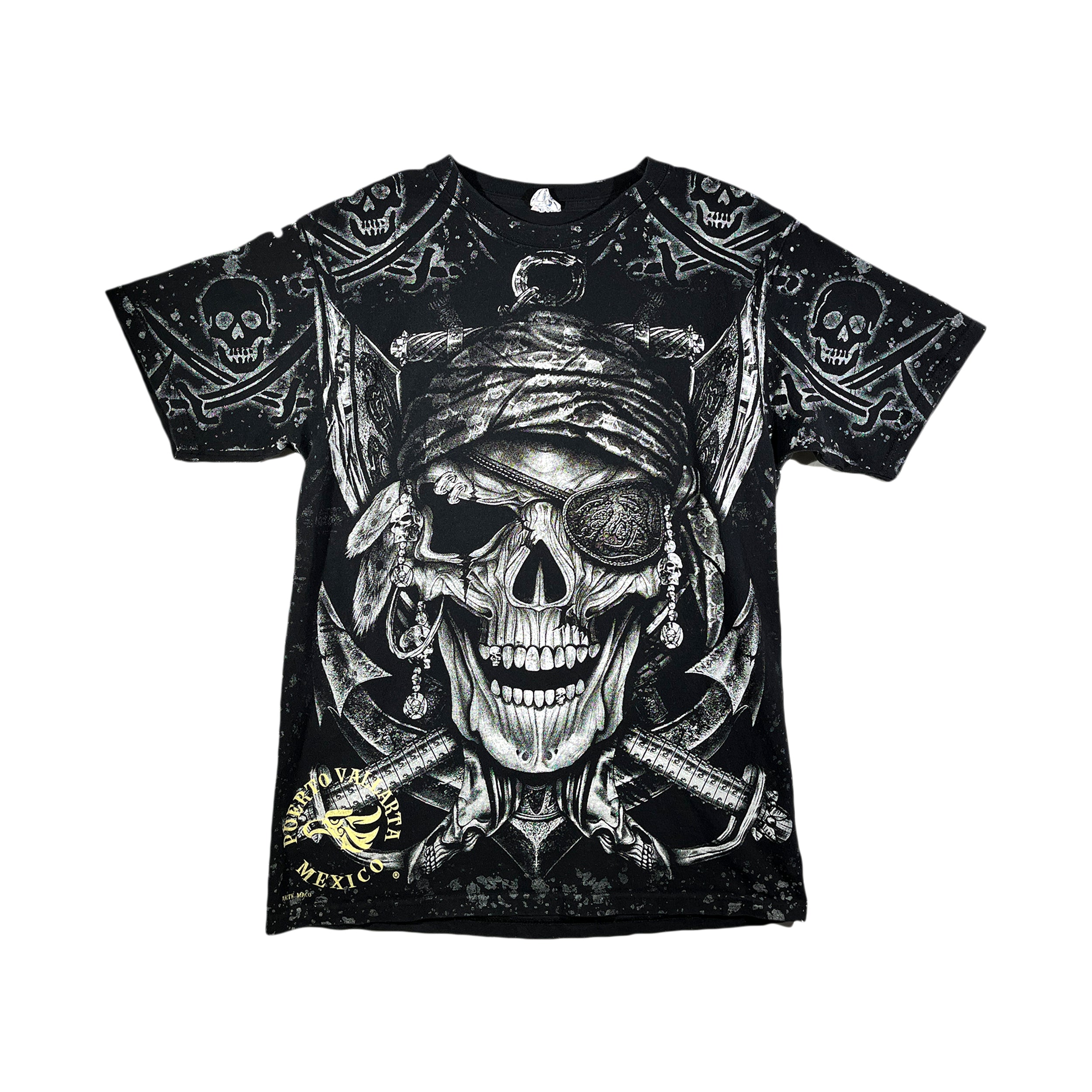 Vintage Pirate Skull T-Shirt All Over Print Puerto Vallarta
