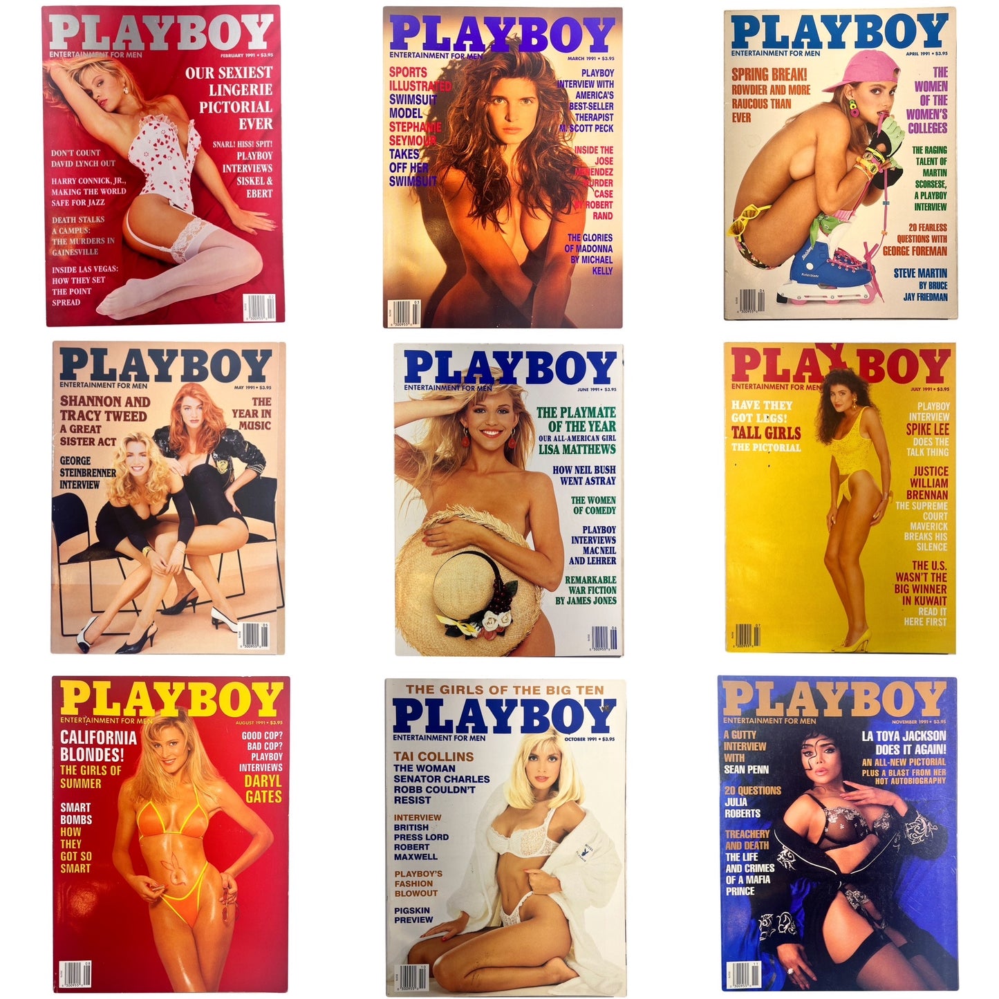 Vintage Playboy Magazine COMPLETE SET 1991