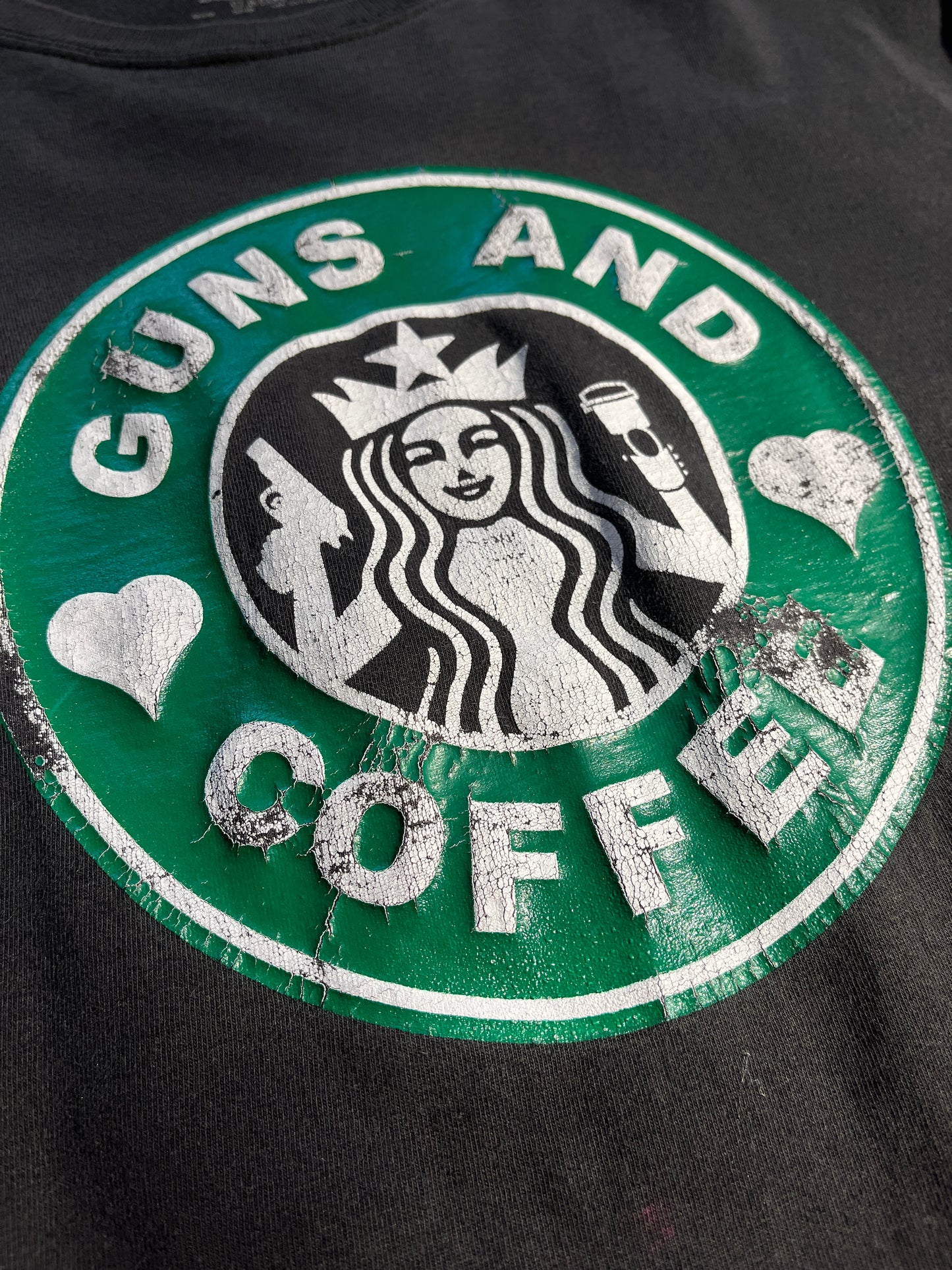 Vintage Guns and Coffee T-Shirt Starbucks Flip Lol