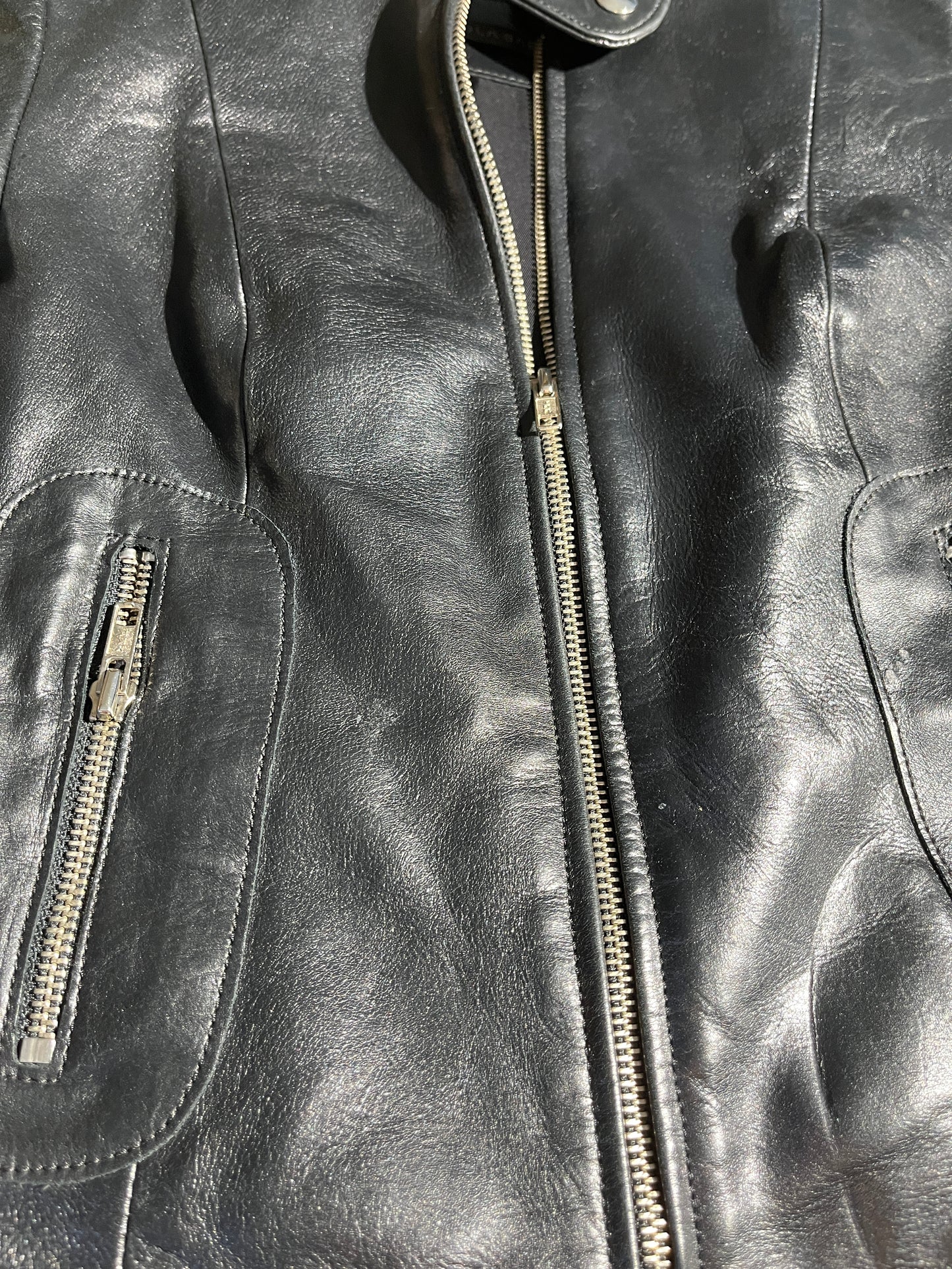 Vintage Leather Jacket Zip Up Soft