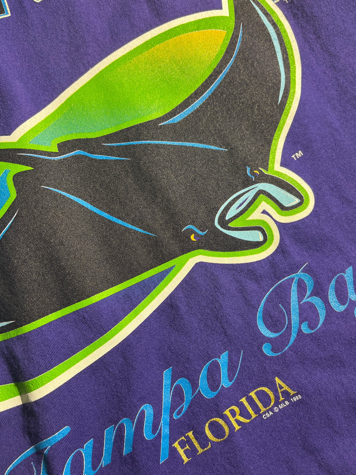 CustomCat Tampa Bay Devil Rays Retro 90's MLB T-Shirt Navy / XL