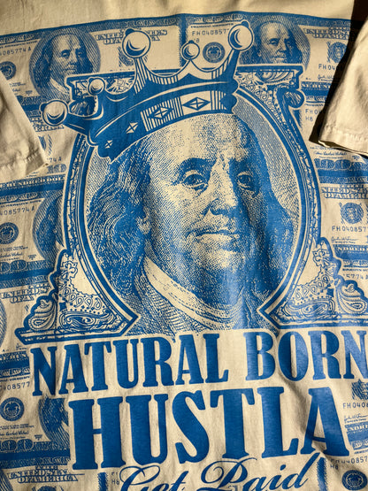 Vintage Natural Born Hustla T-Shirt Get Paid Ben Franklin