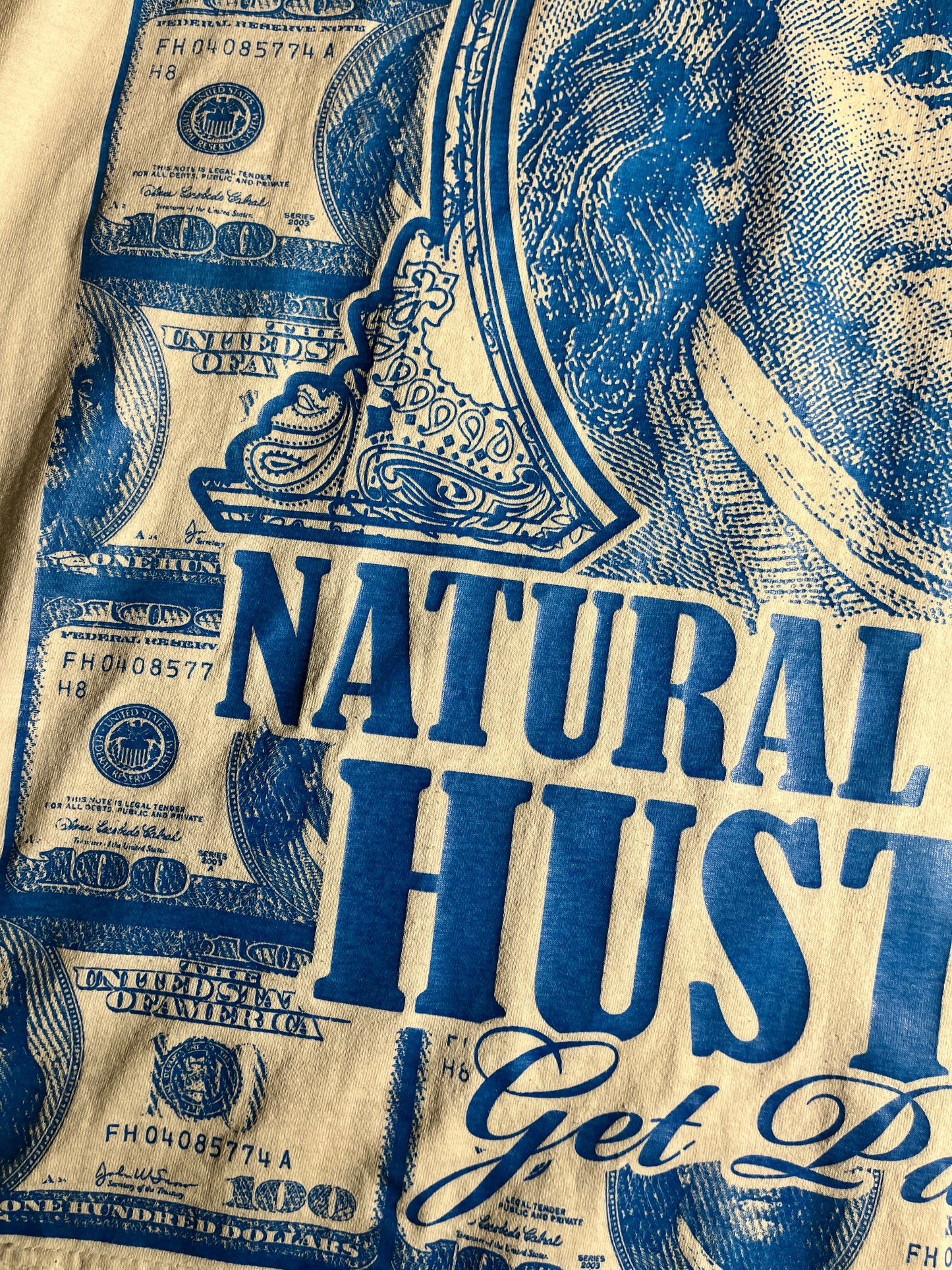 Vintage Natural Born Hustla T-Shirt Get Paid Ben Franklin