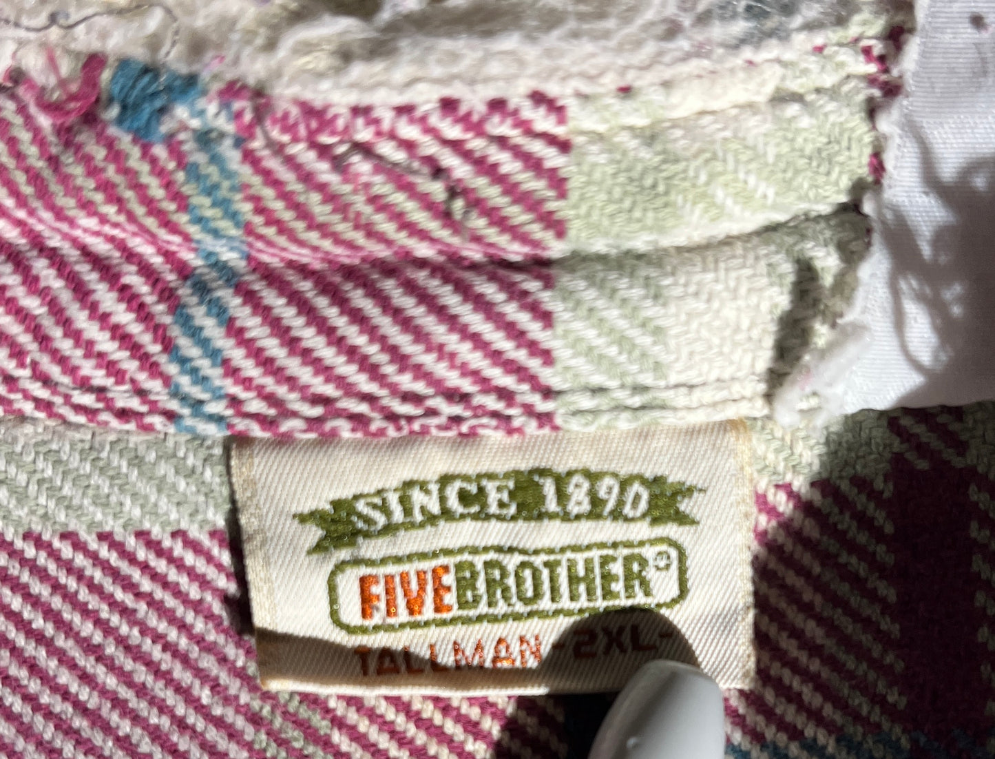 Vintage Five Brother Flannel Shirt Plaid Distressed