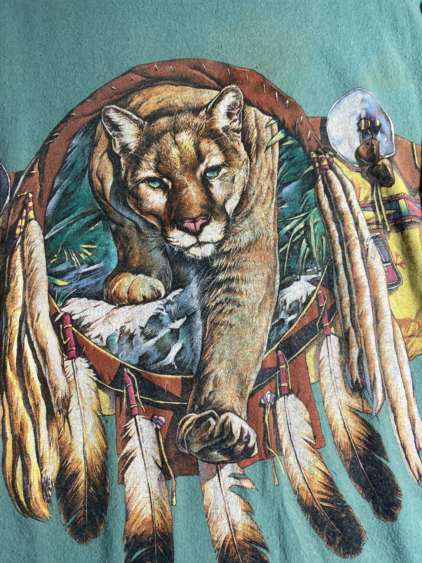 Vintage Mountain Lion T-Shirt 360 Print Animal Tee