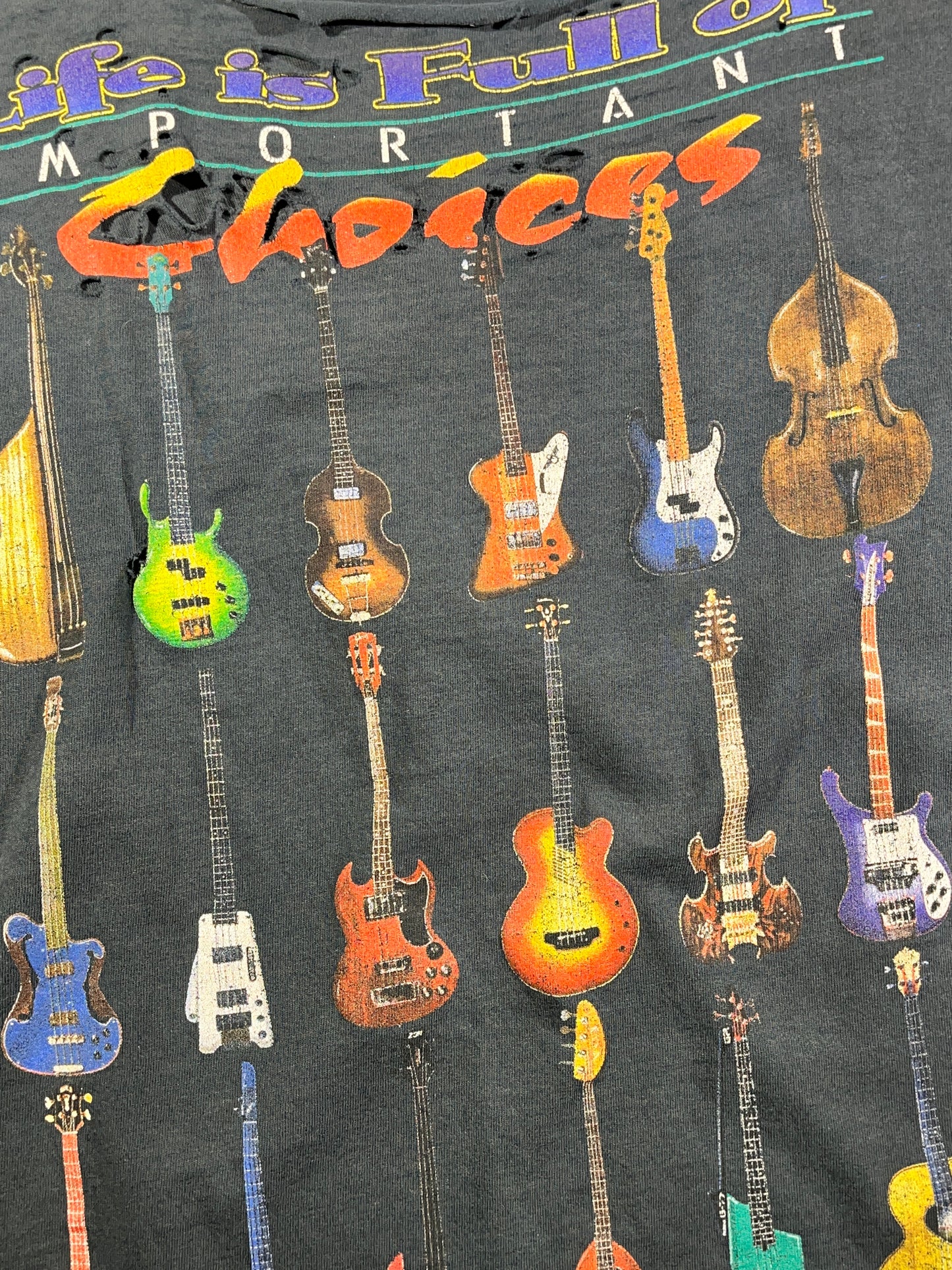 Vintage Guitar T-Shirt Life IS FULL Of Important Choices Distressed