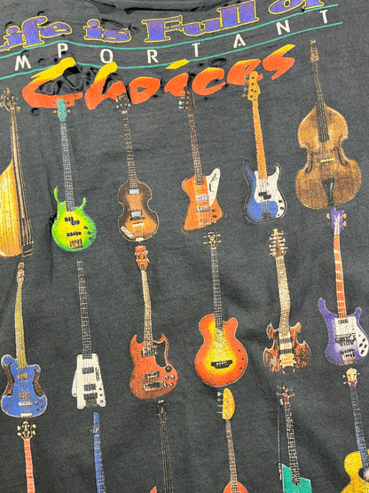 Vintage Guitar T-Shirt Life IS FULL Of Important Choices Distressed
