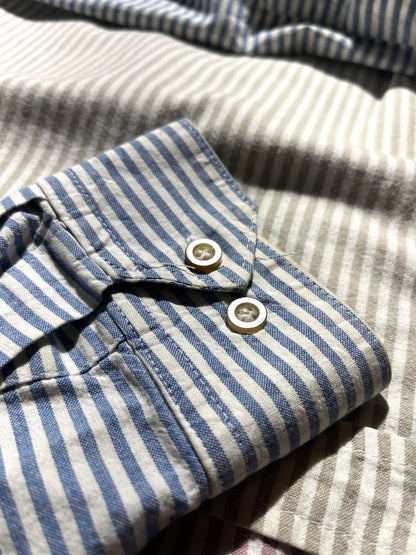 Vintage Button Up Shirt Stripes Denim Collar Panhandle Slim