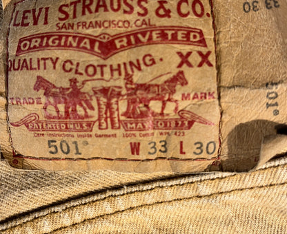 Vintage Tan Levis Jeans 501 Wheat