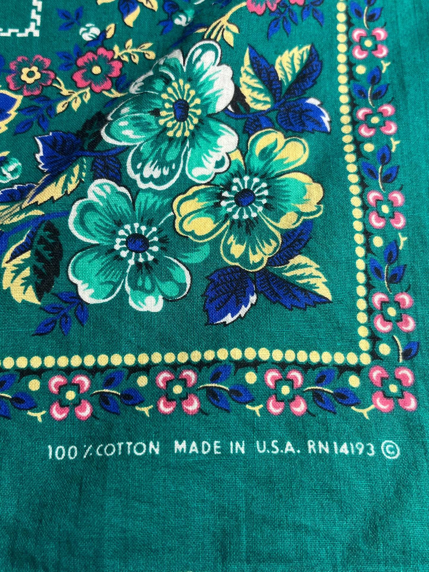 Vintage Paisley Bandana Floral USA Made
