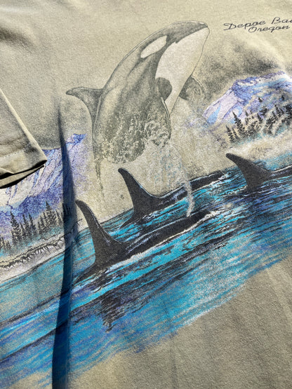 Vintage Whale T-Shirt 360 Print Nature Animal Tee