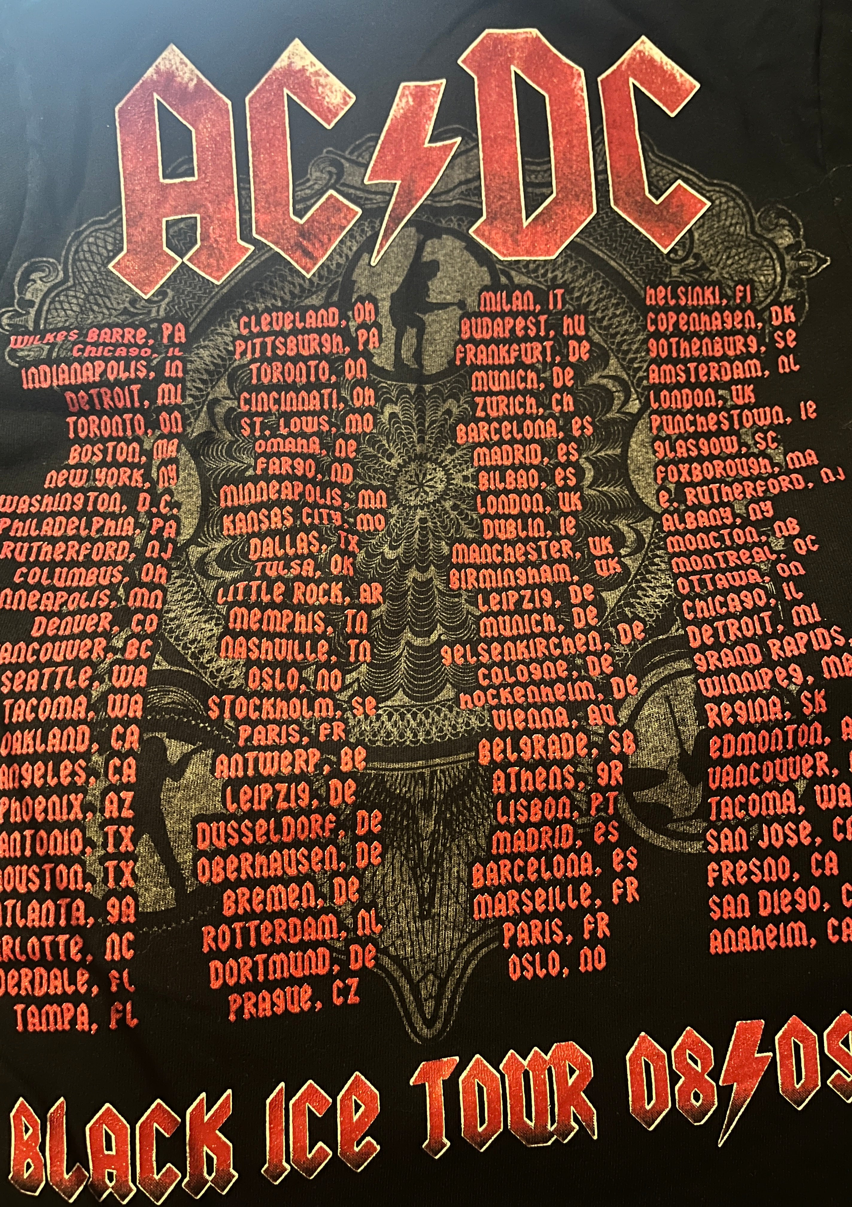 AC/DC black discount ice 2008 2009 concert T