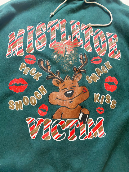 Vintage Mistletoe Victim Christmas Hoodie