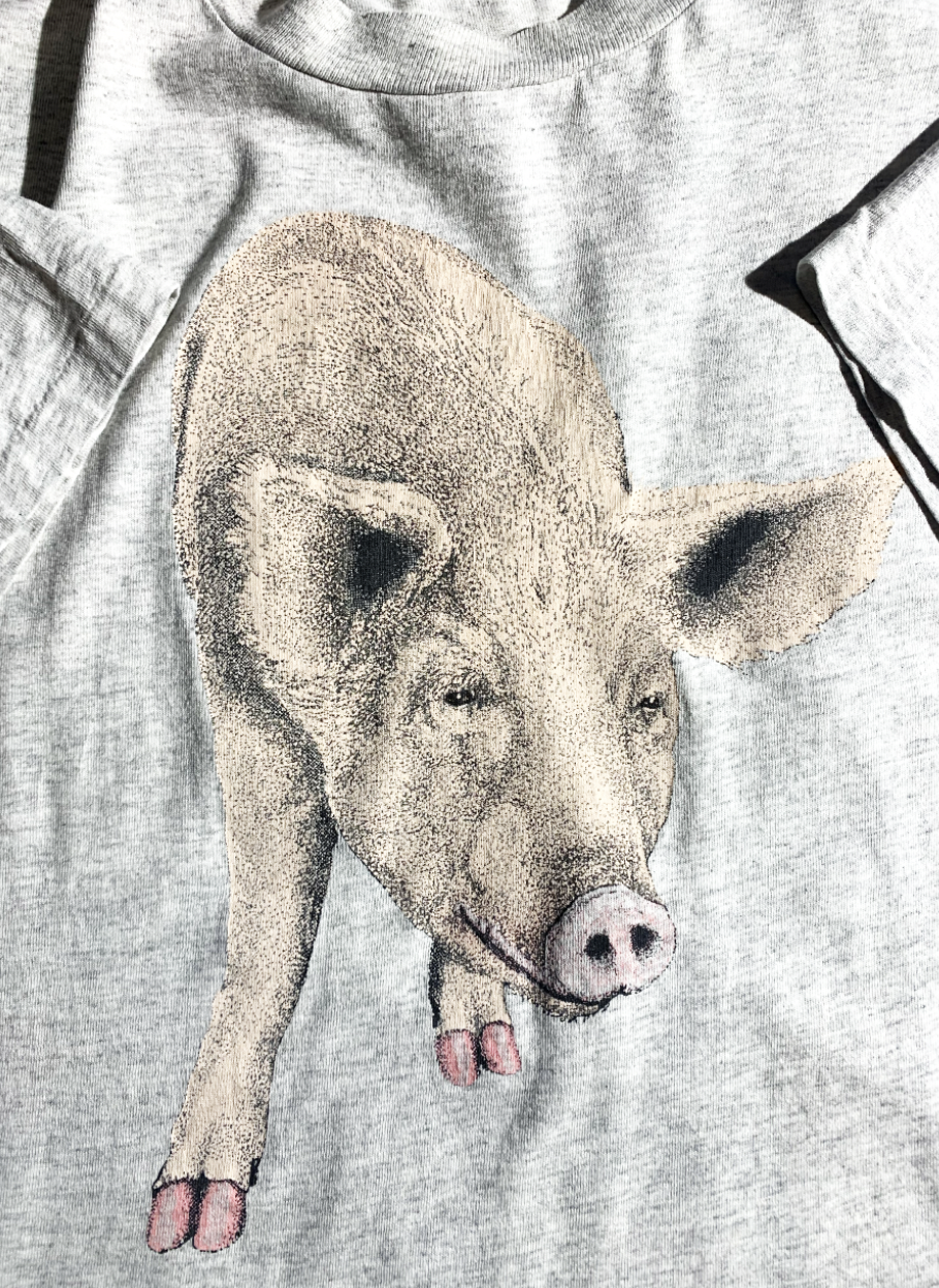 Vintage Pig T-Shirt Animal Tee