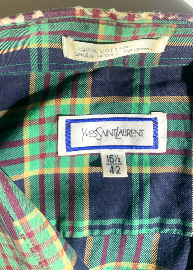 Vintage Yves Saint Laurent Plaid Button Up Shirt