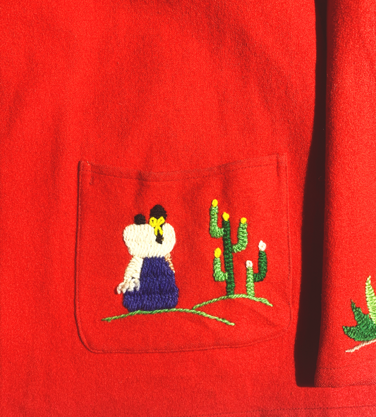 Vintage 1960s Hand Embroidered Wool Souvenir Jacket Made in Mexico