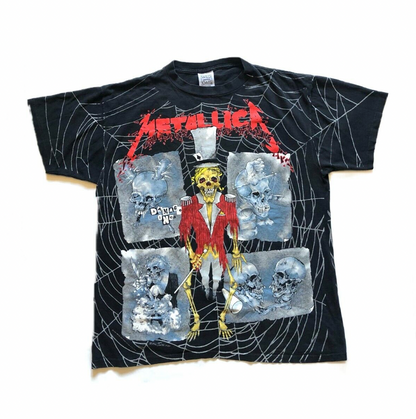 RARE Vtg 90s Metallica All-Over Print Pushead T-Shirt