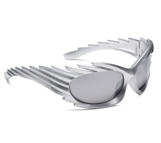 "The Spikes" Biker-Style Sunglasses Mirrored Lens