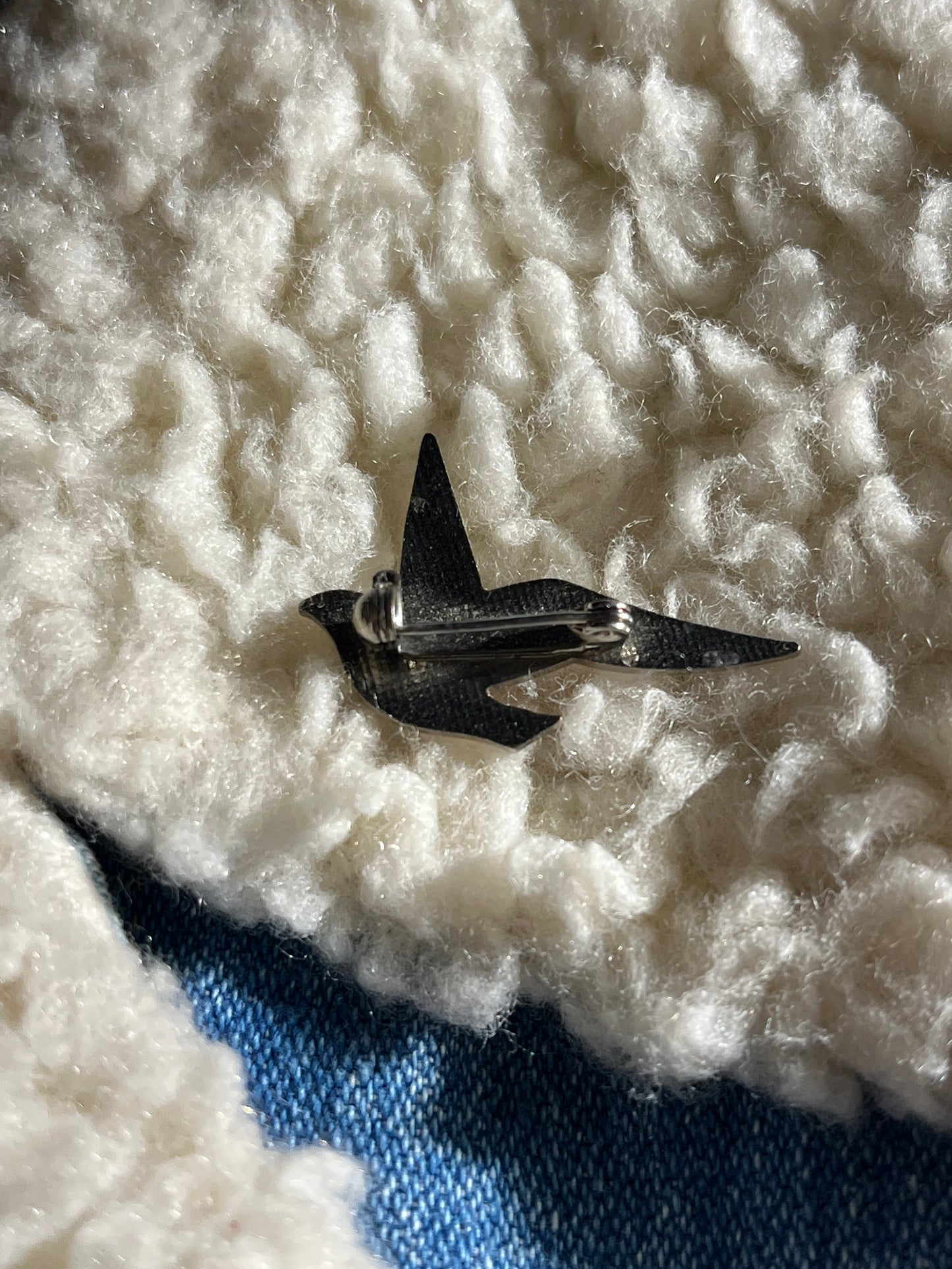 Vintage Bird Pin Metal Flying Silhouette